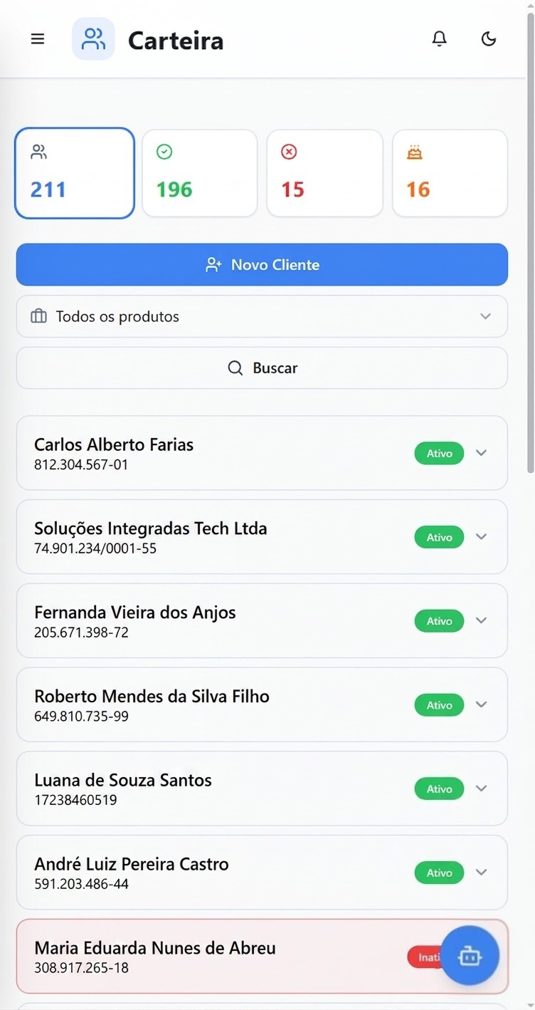 Carteira de clientes mobile